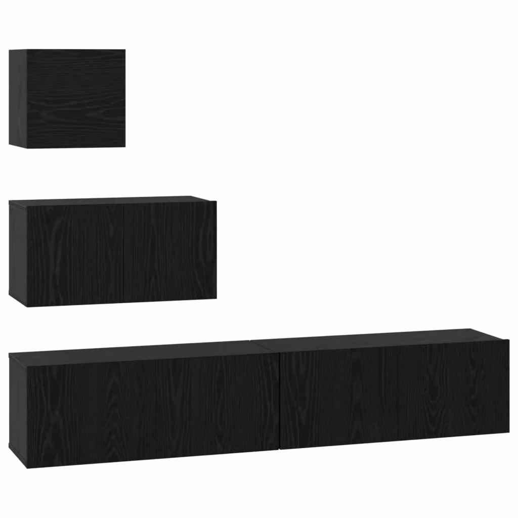 Set di 3 mobili TV moderni vidaXL in legno ingegnerizzato nero e rovere per il tuo soggiorno – 2