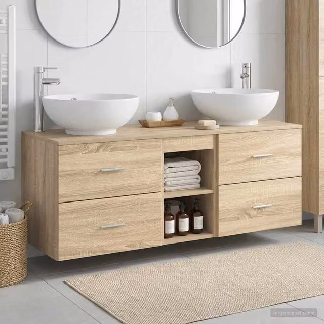 Set di mobili per il bagno 3 pz Rovere Sonoma 3405901