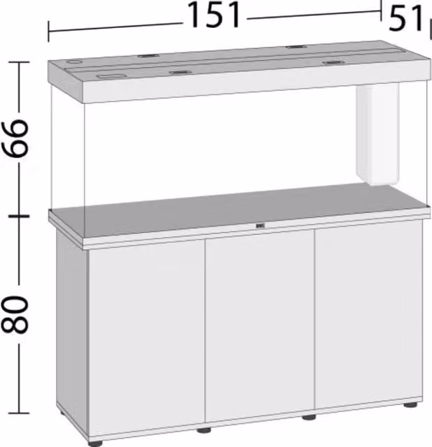 Acquista l'acquario Juwel Rio 450 LED di colore bianco senza supporto, con dimensioni L: 151 cm, P: 51 cm, H: 66 cm