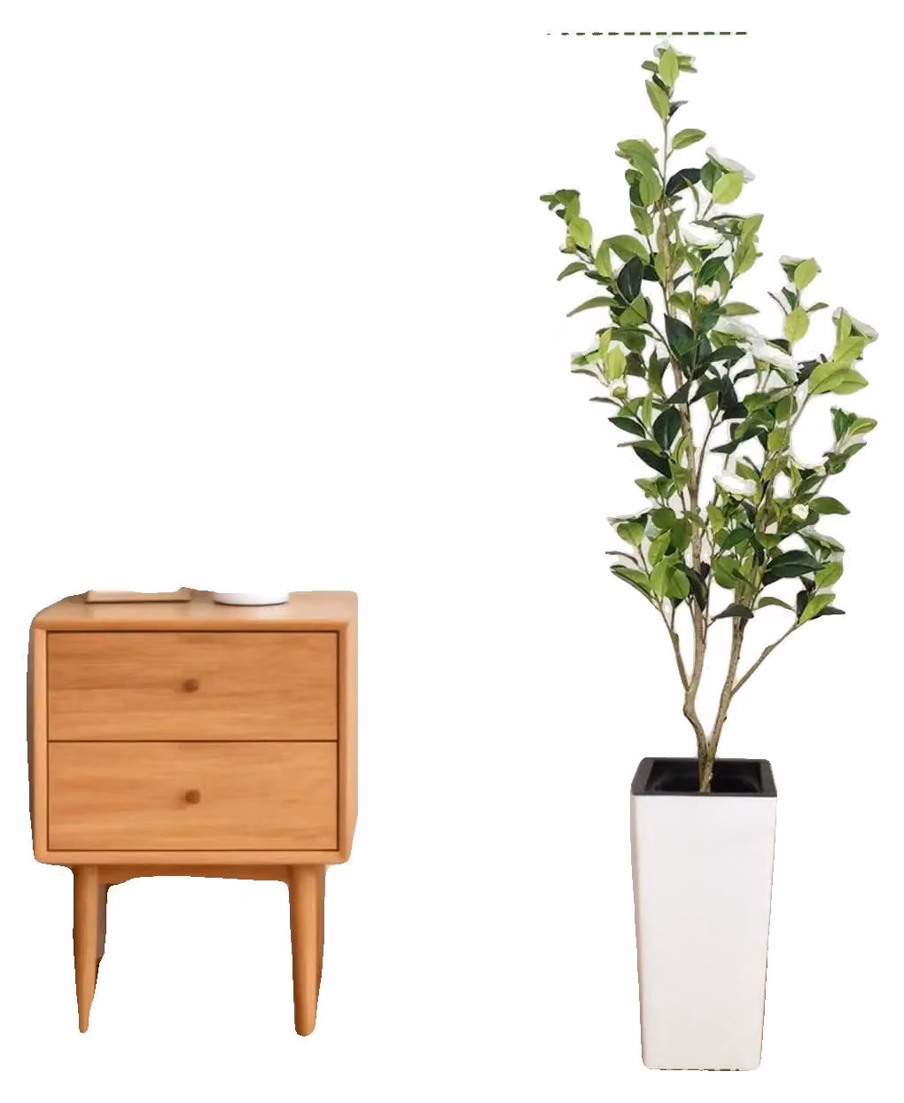 Albero di camelie artificiale, design realistico, facile da curare, colore bianco, altezza 120 cm