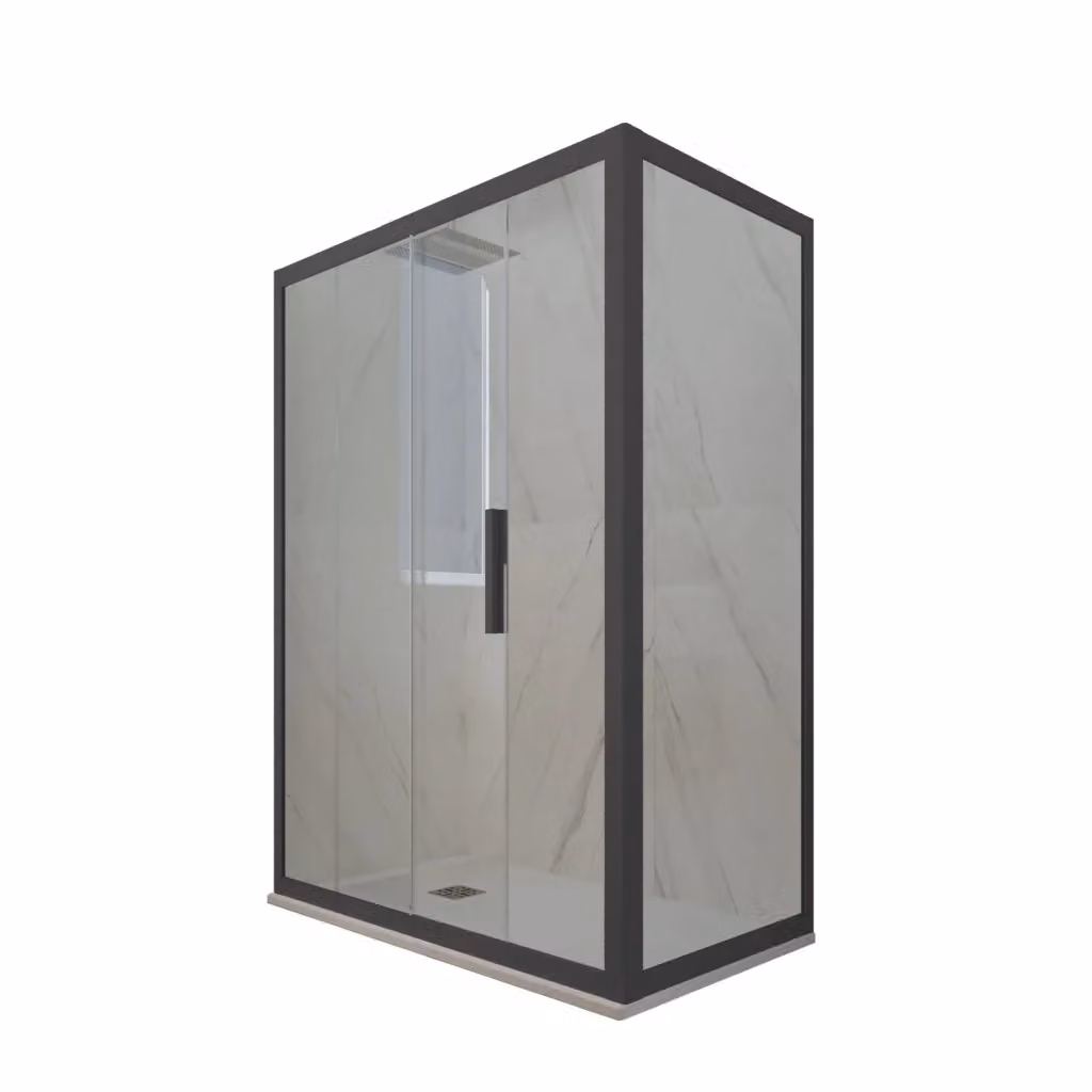 Box doccia scorrevole rettangolare FORTE mod. Deco Duo con vetro trasparente e profilo antracite L/P/H: 80 x 170 x 200 cm – 2
