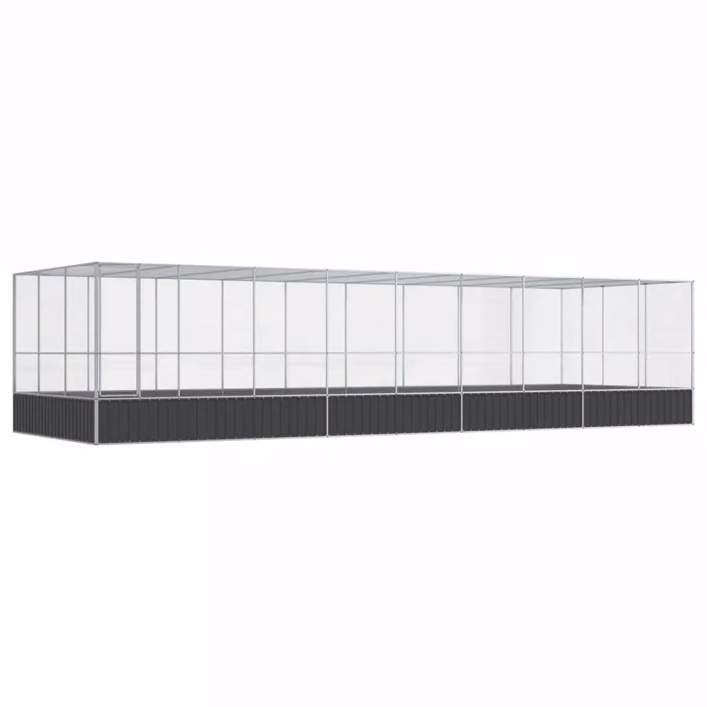 Voliera con estensione Vidaxl in acciaio color argento e antracite L: 932 cm, P: 307 cm, H: 212 cm – 2