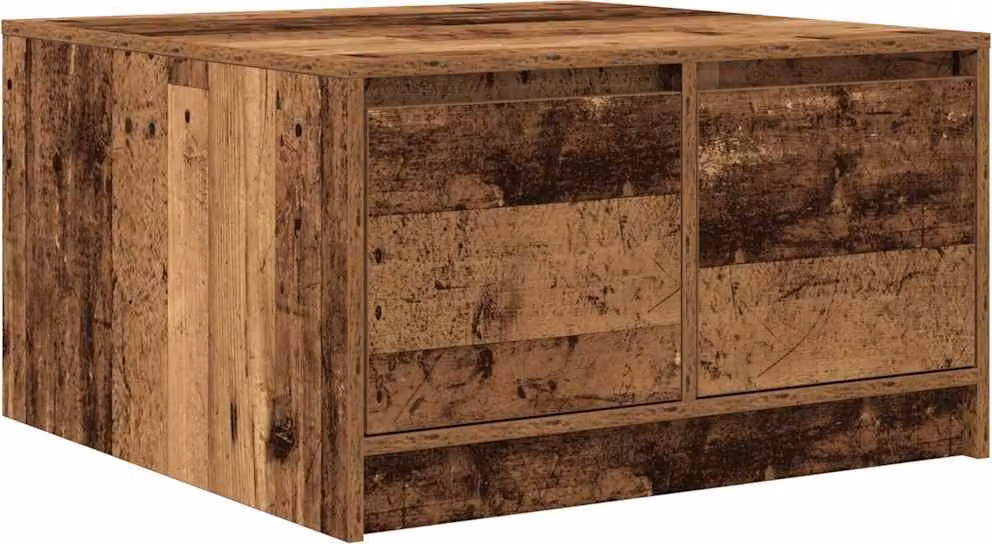 Tavolino da Salotto con Cassetti Legno Antico 70,5x70x40 cm