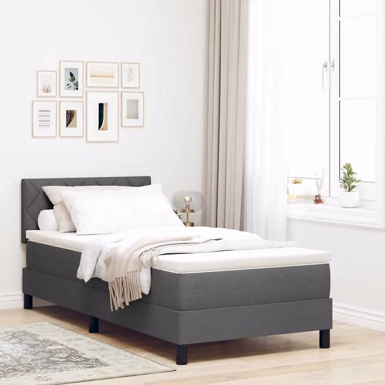 vidaXL Letto a molle con strisce LED e porta USB Grigio scuro L/P/H: 90 x 200 x 88 cm