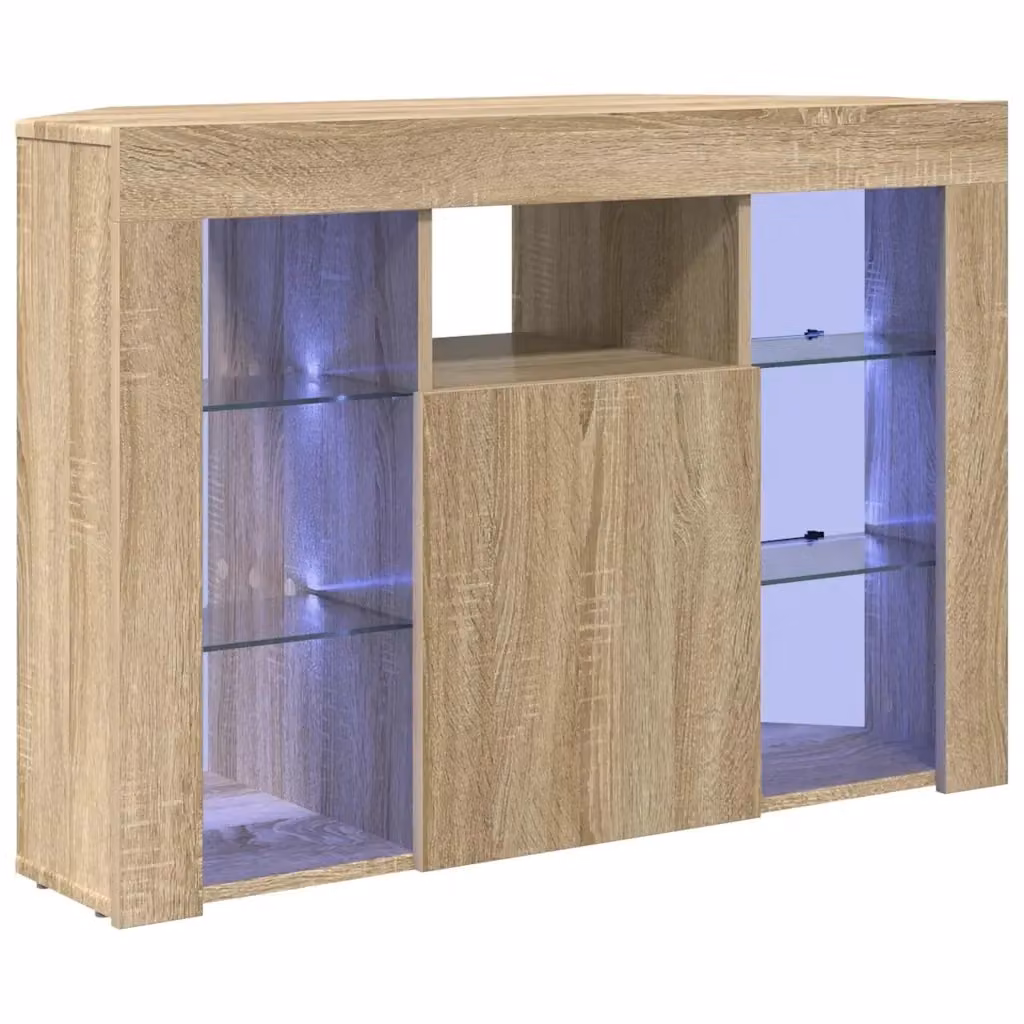 Mobile TV angolare con illuminazione LED vidaXL in legno color rovere, L: 100 cm, P: 40 cm, H: 68 cm – 2