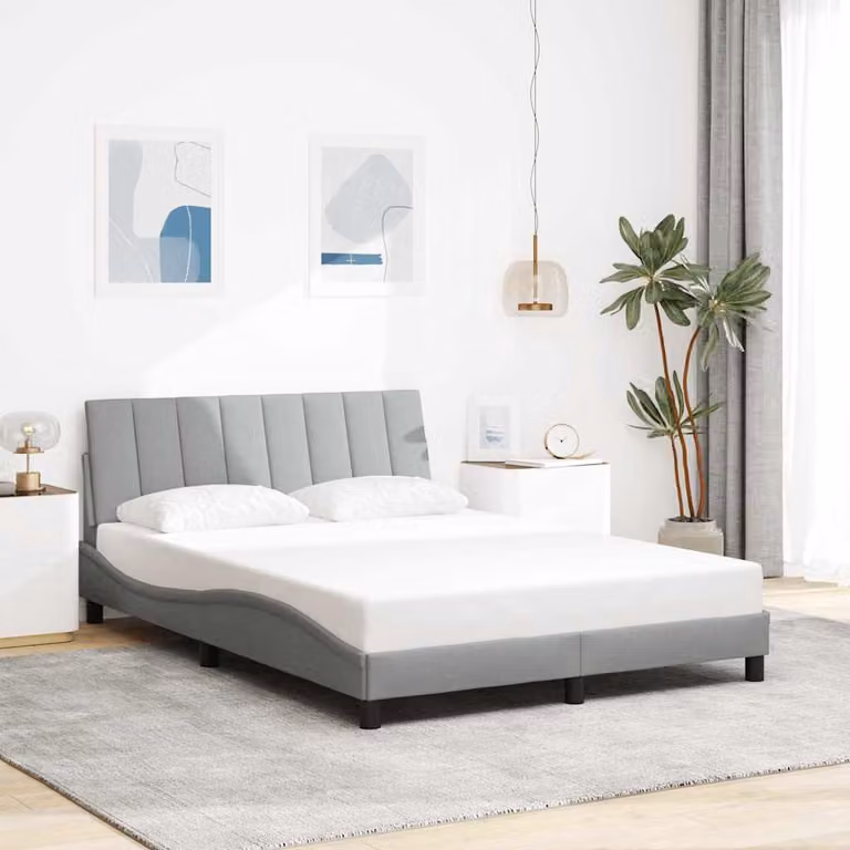 vidaXL Giroletto Hanko Grigio con Illuminazione Sotto il Letto e Porta USB L/P: 120 x 200 cm