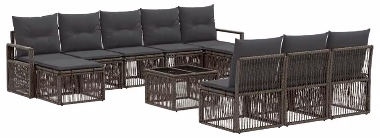 Set Divano da Giardino 11 pcs Grigio polyrattan