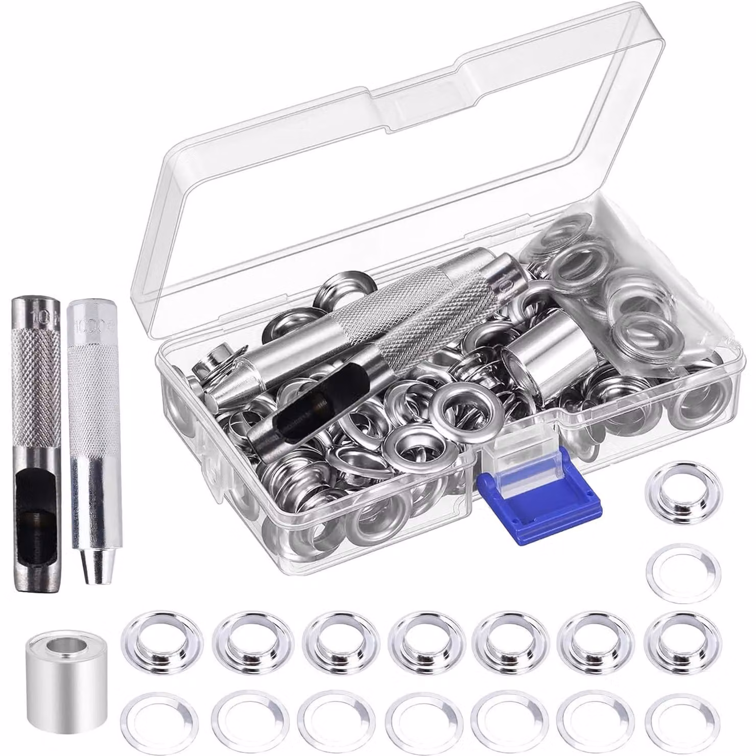 Kit di strumenti per occhielli, contenente 100 occhielli