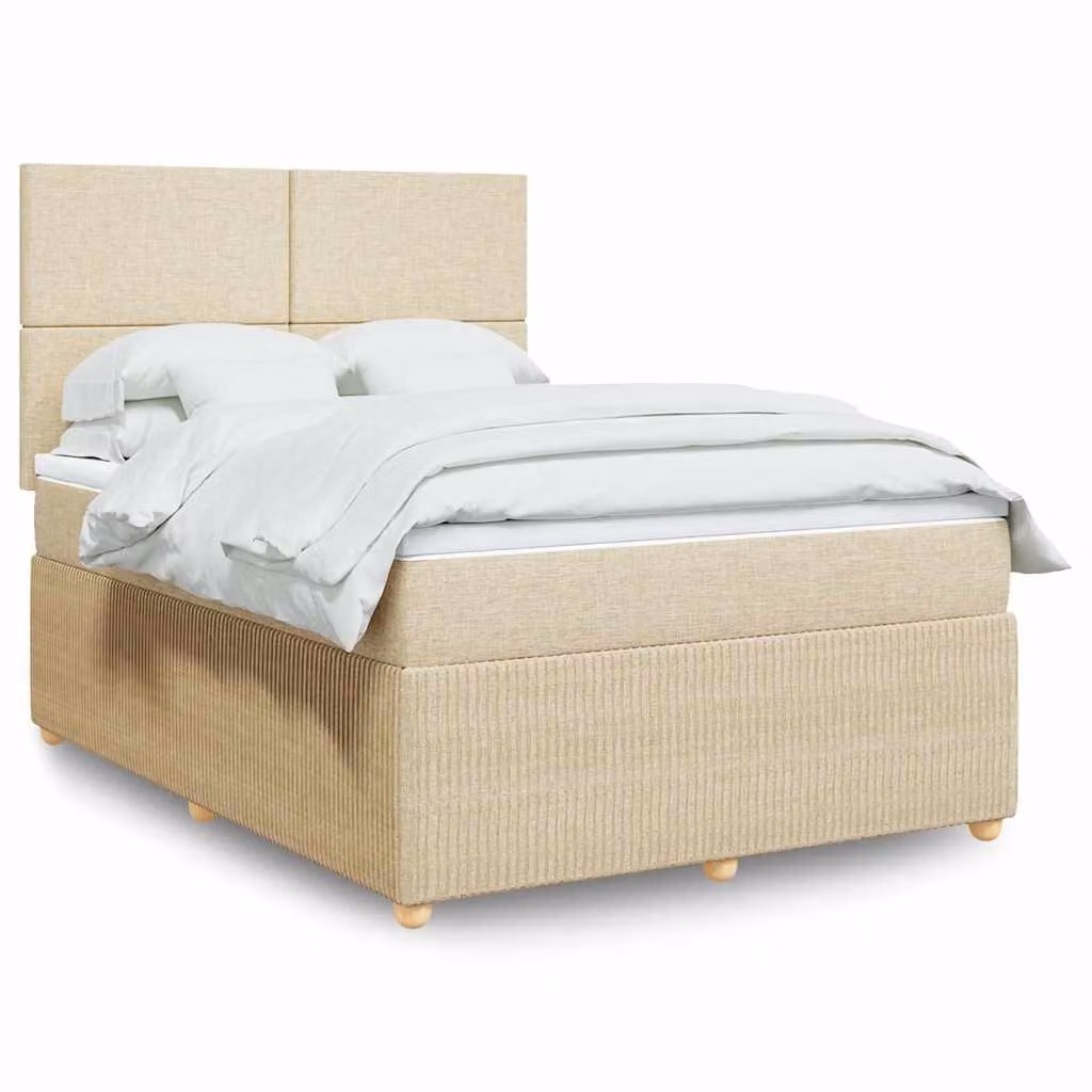 vidaXL Letto Ibrido con Giroletto a Molle e Materasso a Tasche, Colore Beige e Bianco, L/P: 160 x 200 cm