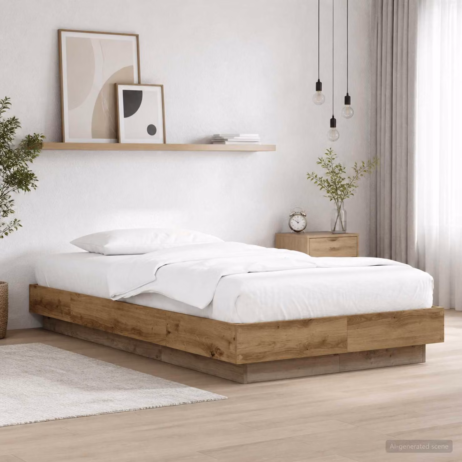 Maison Exclusive - Letto con struttura in legno di quercia, illuminazione LED, dimensioni 80 x 200 cm