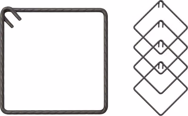 Confezione da 50 pezzi di staffe antisismiche in armatura di ferro grigio per strutture in cemento, dimensioni 45 x 45 cm