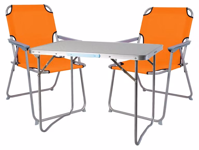 set 3 pezzi da campeggio in alluminio L70xB50xH59cm arancione