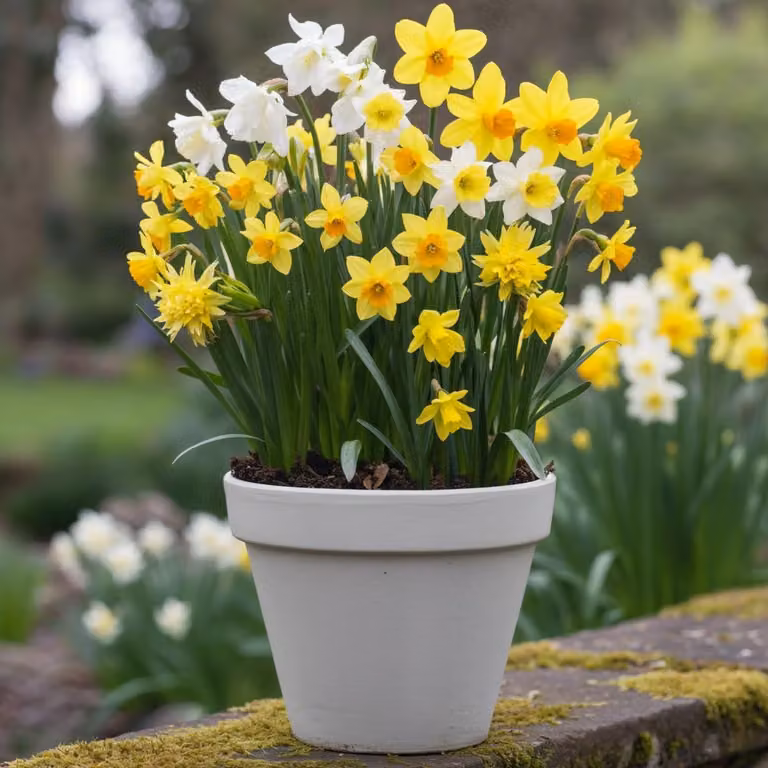 Bulbi di narciso resistenti al gelo, perenni - Collezione per giardini rocciosi - 25 bulbi - Gialli/Arancioni/Bianchi - Piante vere provenienti dall'Olanda - per giardino e vasi (non semi, non artificiali)