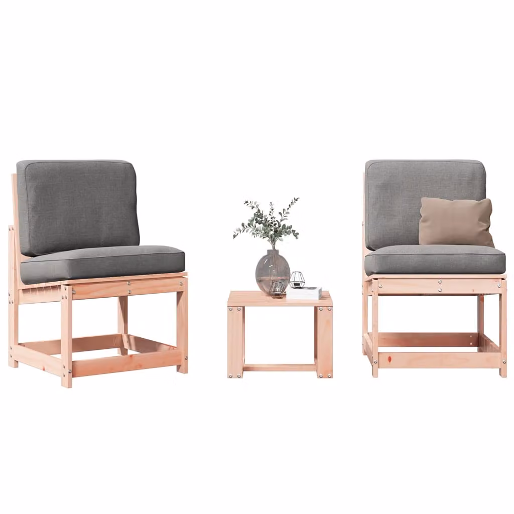 Set Salotto da Giardino vidaXL in Legno Massello di Douglas, 3 Pezzi, Marrone/Grigio