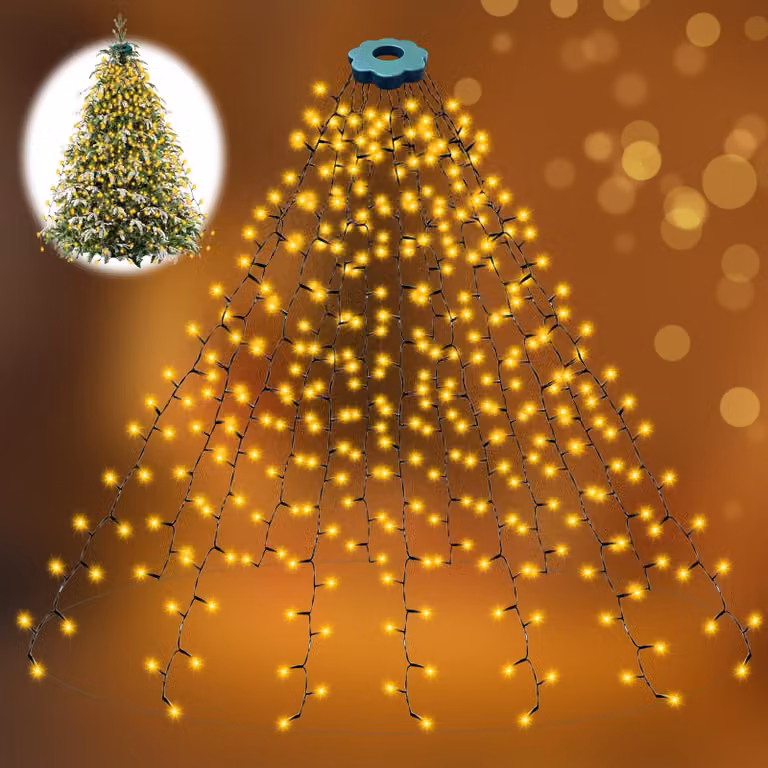 Illuminazione natalizia a LED per albero, 400 LED, 16 fili, 2 metri, grado di protezione IP65, con timer