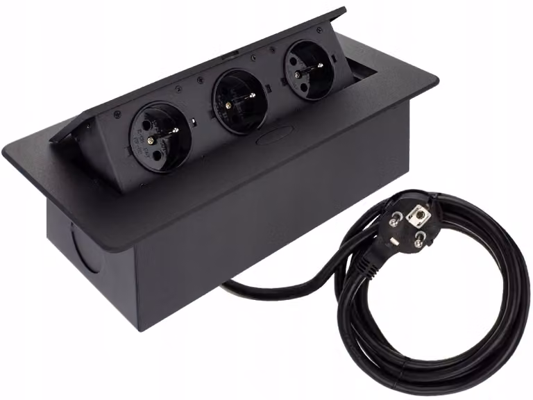 Design Light Kombi Box, presa da incasso, 3 prese da 230V, colore nero