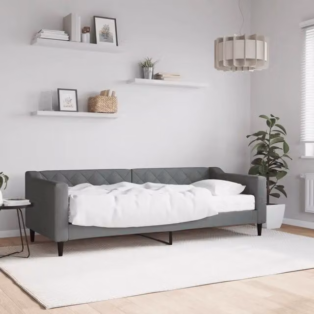 Divano Letto con Materasso Grigio Scuro 80x200 cm in Tessuto 3197404