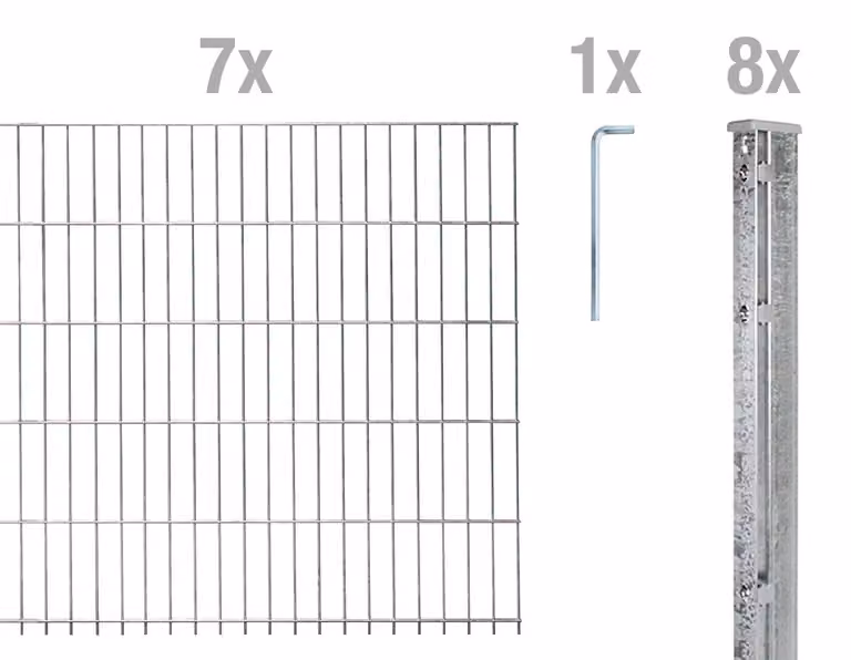 Alberts 675455 Staccionata doppia come set di recinzione completo di 16 pezzi, zincato a caldo, altezza 63 cm, lunghezza 17,5 m