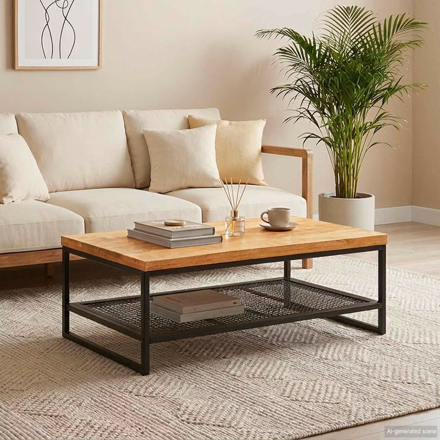Maison Exclusive - Tavolino da caffè marrone e nero, 110 x 55 x 35 cm, in legno massello di mango