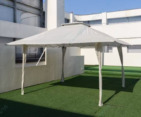 COSTWAY gazebo pop up 4x4m, gazebo da giardino regolabile in altezza con doppio tetto e borsa per il trasporto, gazebo pieghevole da giardino tenda per feste impermeabile cachi