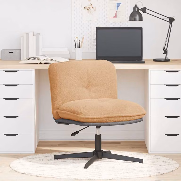 vidaXL Sedia da Ufficio Girevole in Tessuto Riccio Beige Effetto Lana