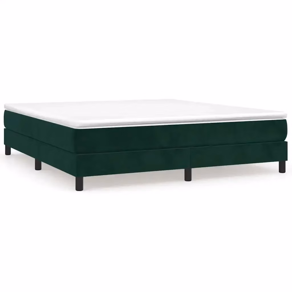 Letto Ibrido vidaXL con Giroletto a Molle e Materasso in Velluto Verde Scuro e Bianco L/P: 180 x 200 cm – 2