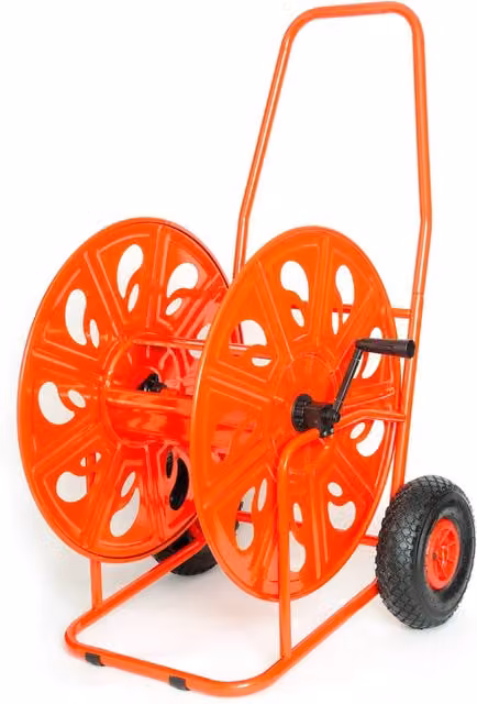 Carrello Avvolgitubo Manuale Agrati con Ruote Gonfiabili in Acciaio Verniciato Rosso per Tubo Ø3/4” da 140 mt