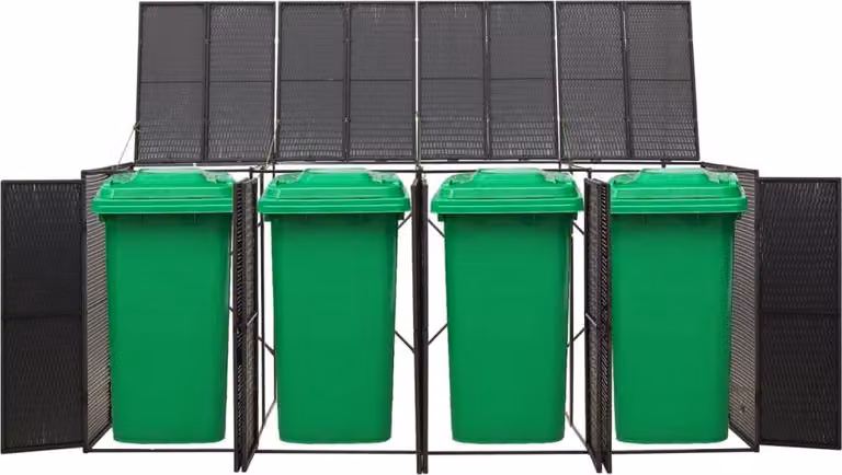 Copribidone Quadruplo Nero 274x80x117 cm in Polyrattan