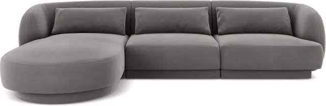 Divano angolare sinistro Tulum Cosmopolitan Design in velluto grigio, 4 posti, L 255 x P 70 x H 99 cm – 1