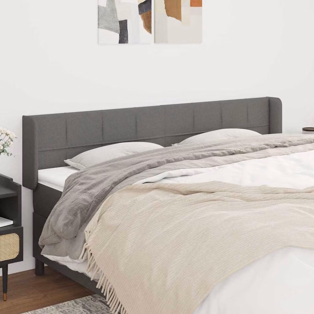 Testiera ad orecchio vidaXL in tessuto grigio scuro con struttura in legno
