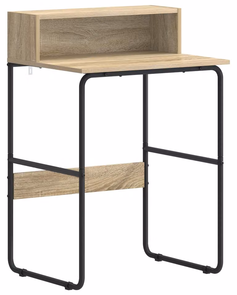 Scrivania con spazio contenitivo in legno effetto Sonoma, dimensioni 60 x 50 x 91 cm