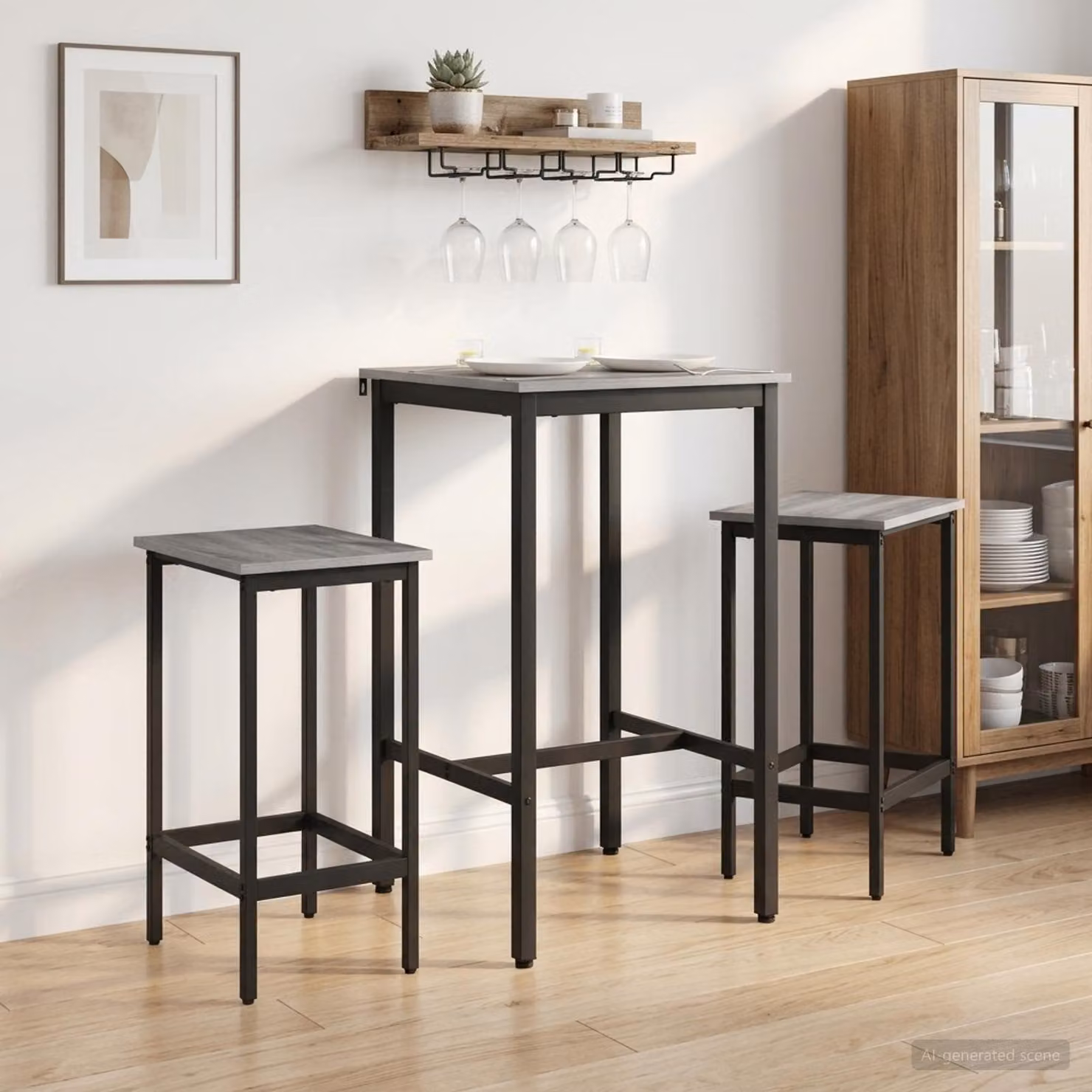 Set di 2 sgabelli da bar moderni vidaXL in colore grigio, L 40 cm x P 32 cm x H 74 cm