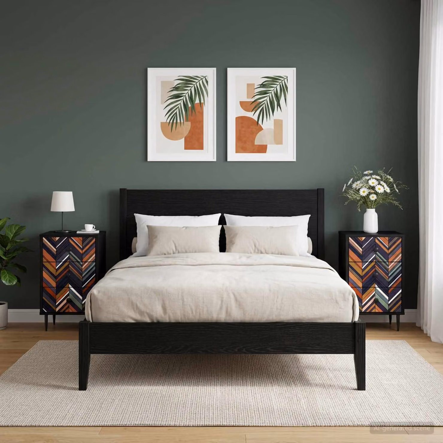 Set di 2 Armadi da Notte vidaXL OMMEN in Rovere e Nero, Design Moderno, L/P/H: 36 x 33 x 61 cm