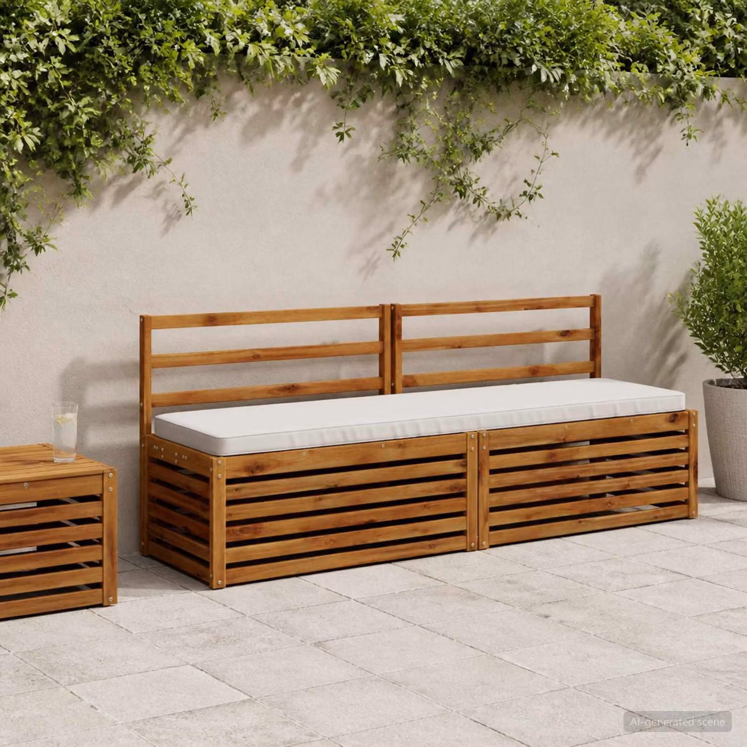 Set di 2 cuscini per panchina vidaXL VUGHT bianchi in poliestere con rivestimento lavabile e resistente ai raggi UV