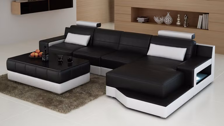Ledersofa Couch Wohnlandschaft Ecksofa Eck Garnitur Design Modern Sofa L6005C