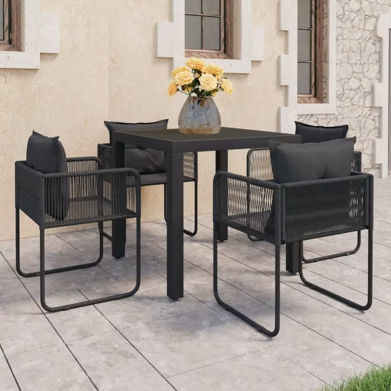 Maison Exclusive - Set da pranzo da giardino 5 pezzi in rattan PVC nero