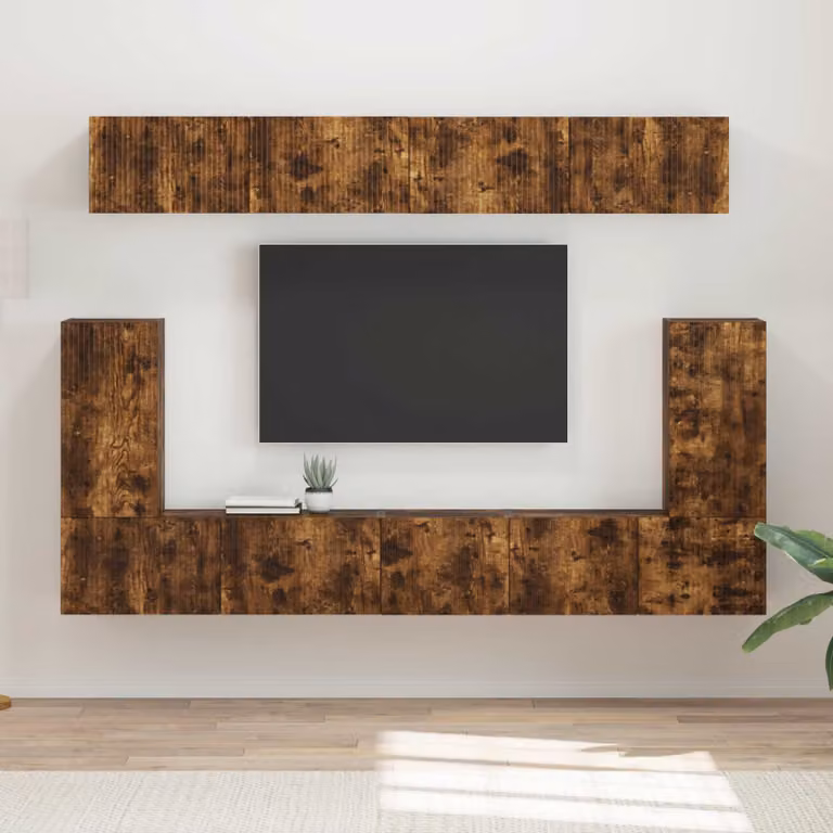 Set mobile TV moderno vidaXL in 5 pezzi Rovere Fumé marrone opaco