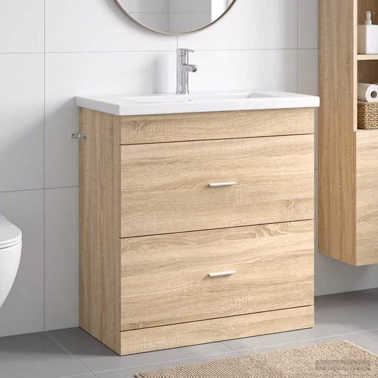 Set di mobili per il bagno moderno vidaXL in MDF color marrone Rovere Sonoma L: 81 cm, P: 40 cm, H: 84,5 cm