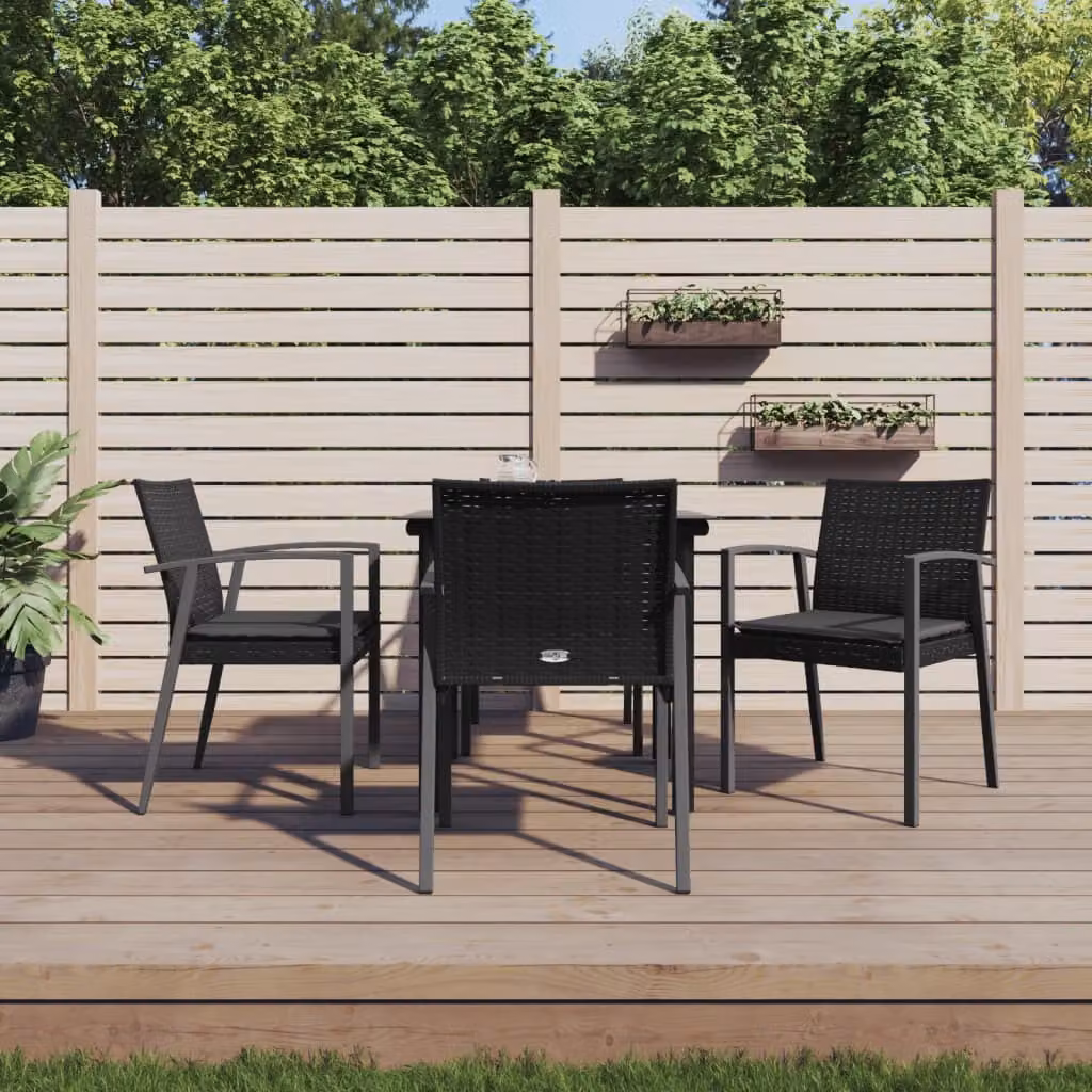 The Living Store Set da pranzo da giardino 5 pezzi con cuscini in poly rattan e acciaio