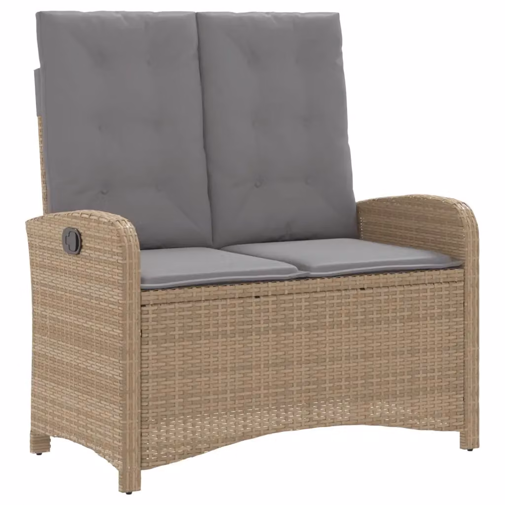 Panca Reclinabile da Giardino Outsunny in Polyrattan con Cuscini Beige e Grigio – 2