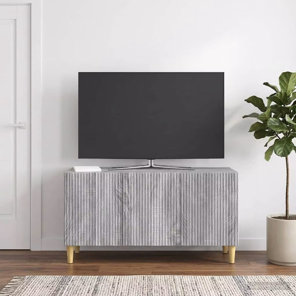Mobile TV vidaXL moderno in legno ingegnerizzato grigio e marrone L 99 x P 34,5 x H 50 cm