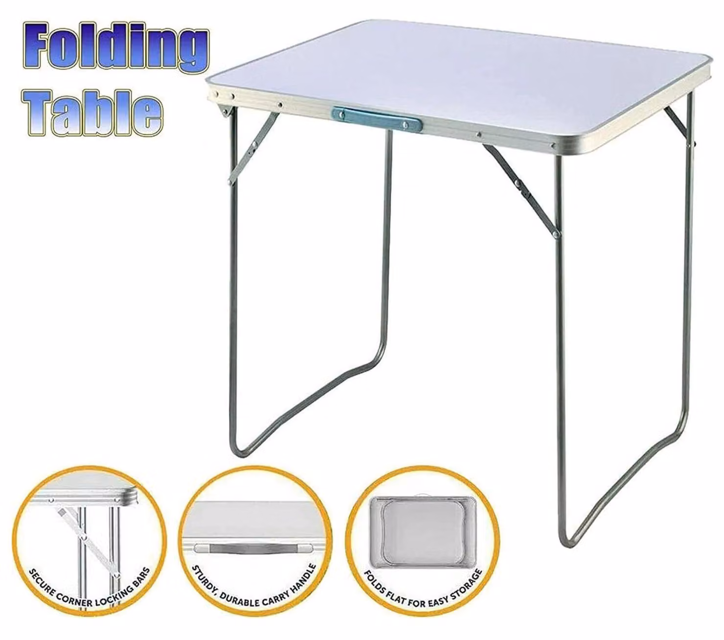 Tavolo pieghevole da campeggio - Tavolo per balcone e da lavoro - Struttura in metallo - 80 x 60 x 69 cm - Pieghevole - Adatto per interni ed esterni