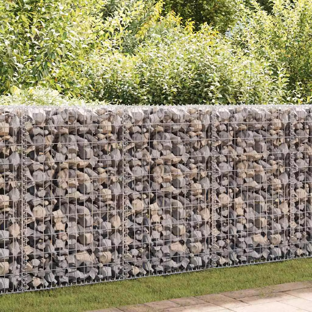 vidaXL Gabbione in Rete in Acciaio Zincato Grigio L 100 cm x P 50 cm x H 100 cm