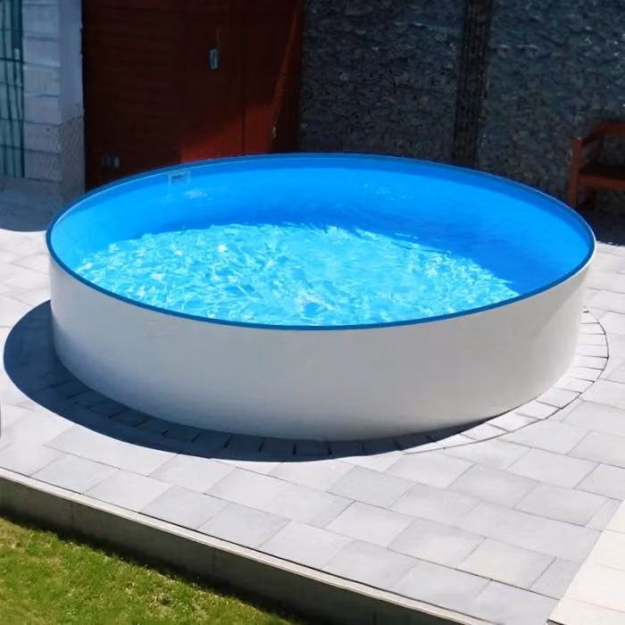Piscina fuori terra tonda BSVILLAGE CLIO 600 blu e beige con pompa e filtro, Diametro: 600 cm, Altezza: 135 cm – 2