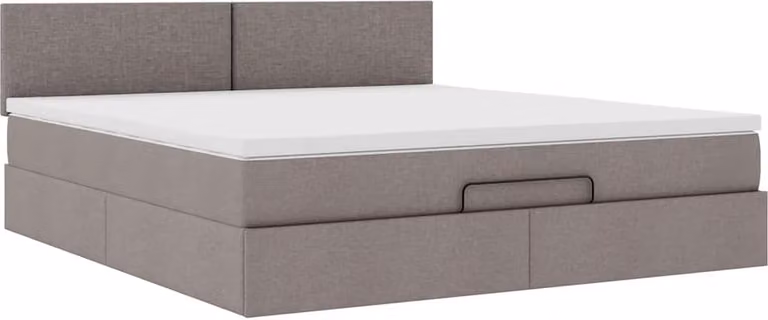 Struttura Letto Pouf con Materasso Tortora 160x200cm in Tessuto