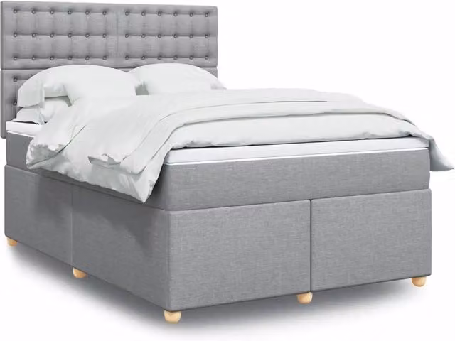 Letto Ibrido vidaXL con Giroletto a Molle e Materasso Grigio e Bianco L/P: 140 x 200 cm