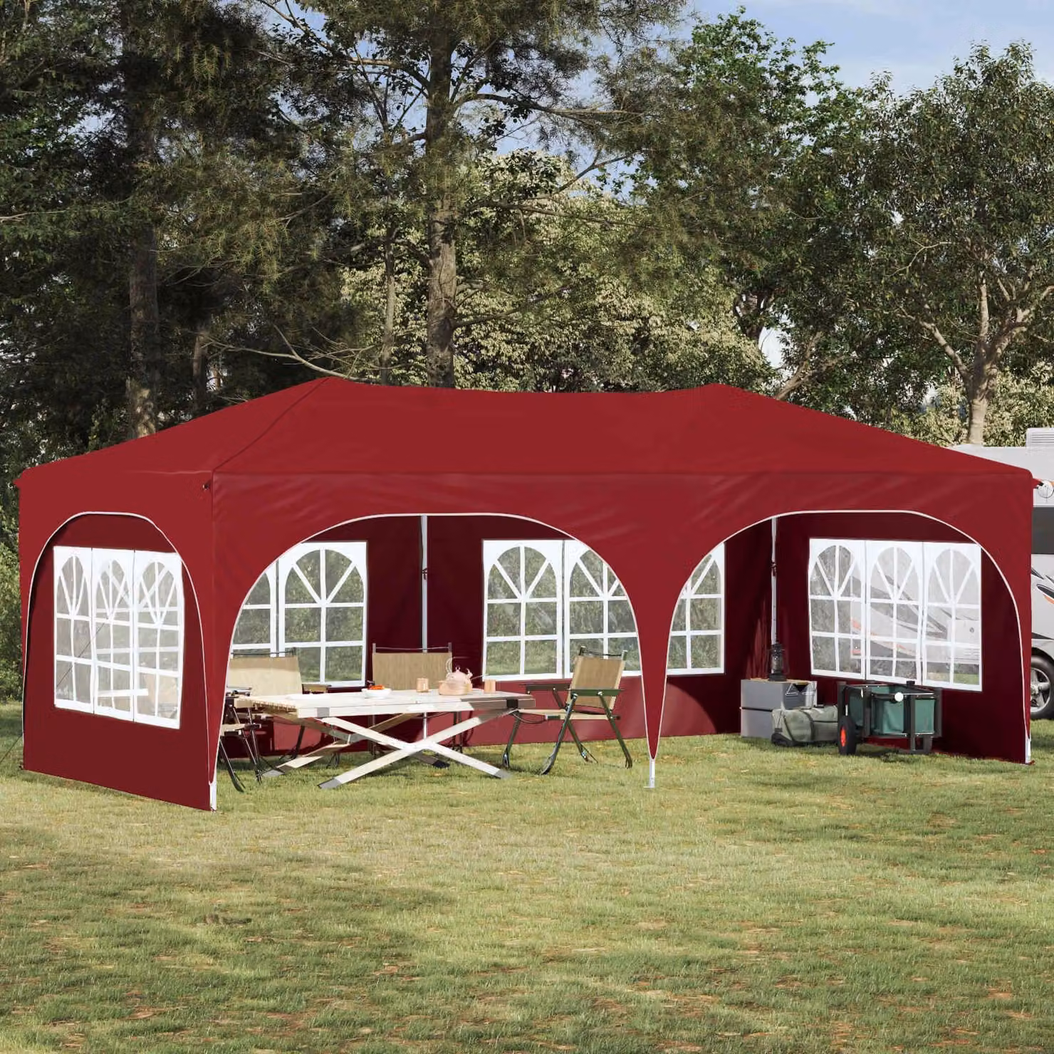Maison Exclusive - Tenda pop-up per feste, dimensioni 575 x 288 x 245 cm, colore bordeaux, tessuto Oxford