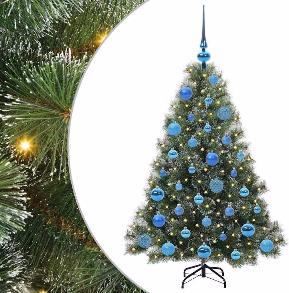 Albero di Natale artificiale con 150 LED verdi da 120 cm in PE e PVC