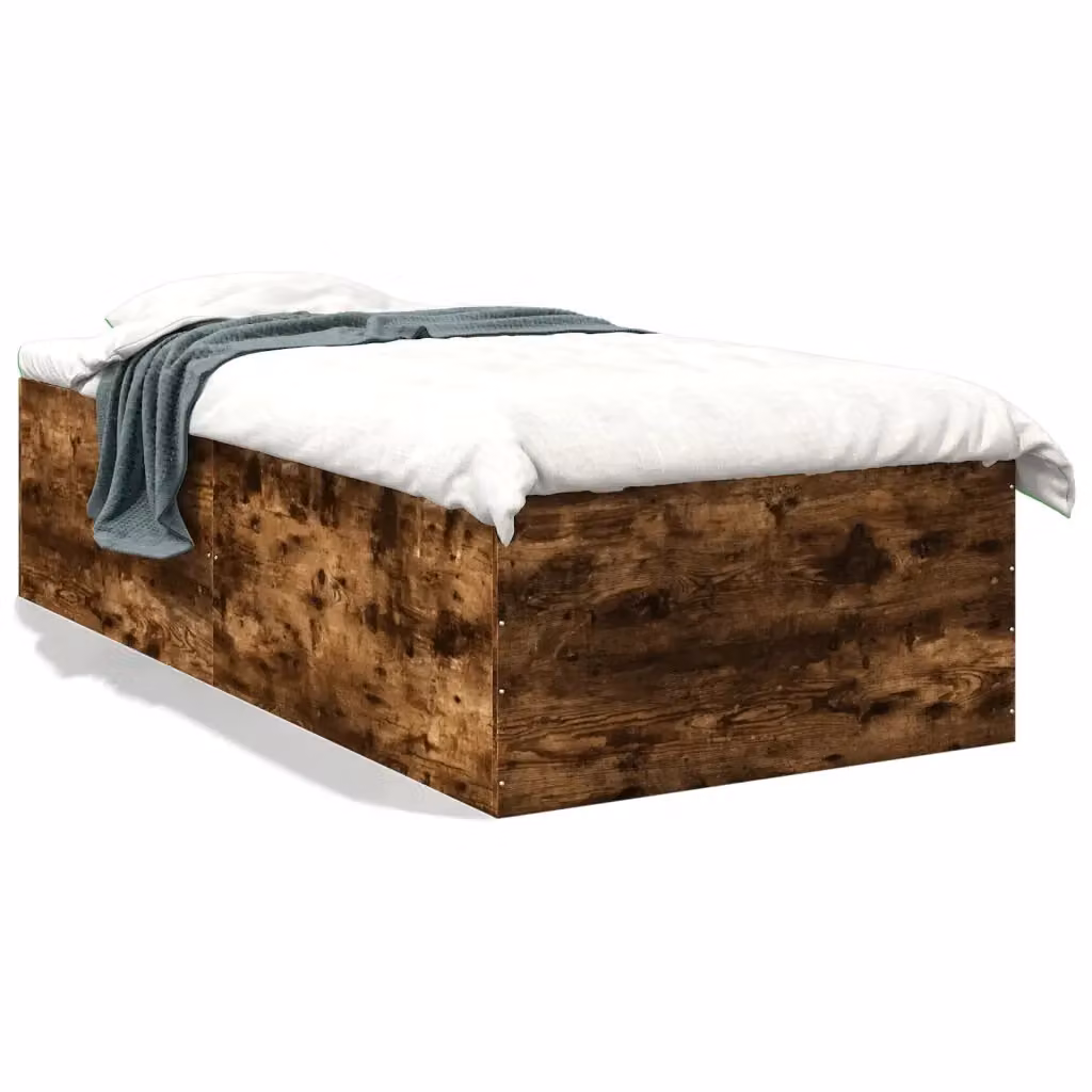Letto giroletto vidaXL in legno multistrato rovere fumo L/P/H: 200 x 100 x 15 cm – 2