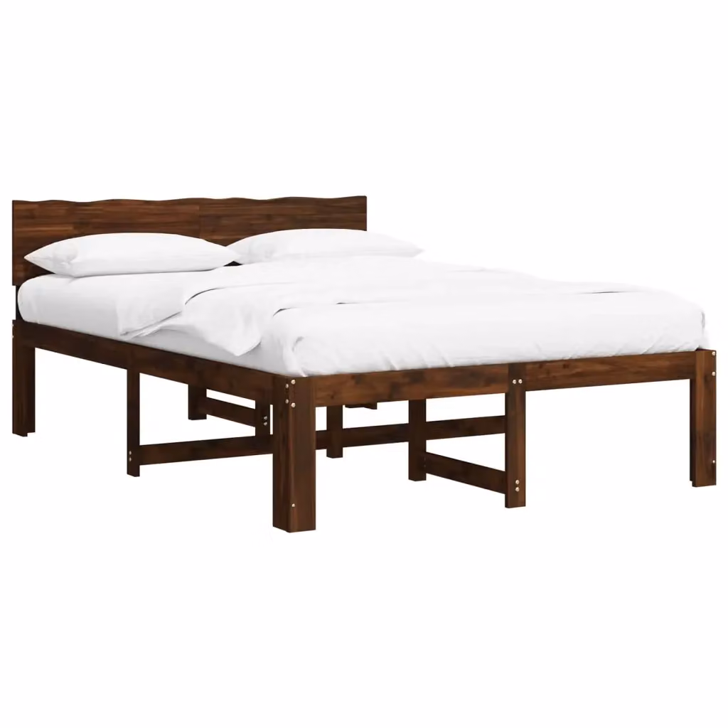 Letto matrimoniale moderno vidaXL in legno di acacia marrone L/P/H: 140 x 200 x 81 cm – 2